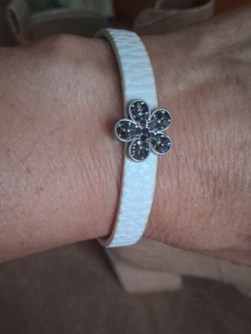 White Flower Charm Bracelet